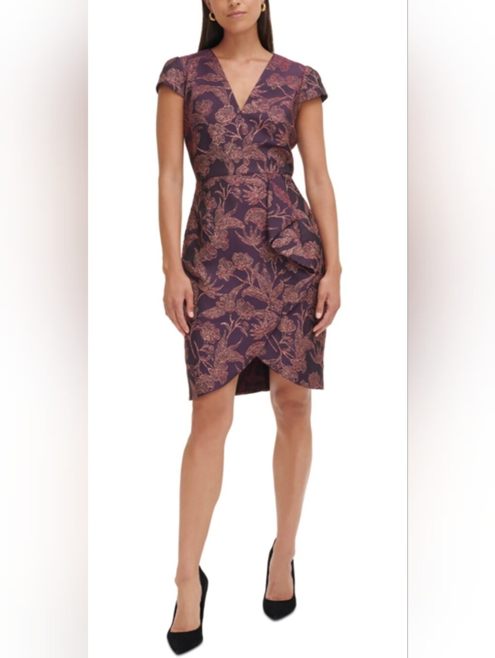 NWT!Vince Camuto Fall Anthro Cocktail Metallic Women's Bodycon Midi Dress Smal/4